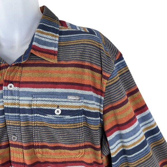 Eddie Bauer Mens XL Striped Long Sleeve Button Up Soft Flannel Shacket Western - Picture 8 of 16